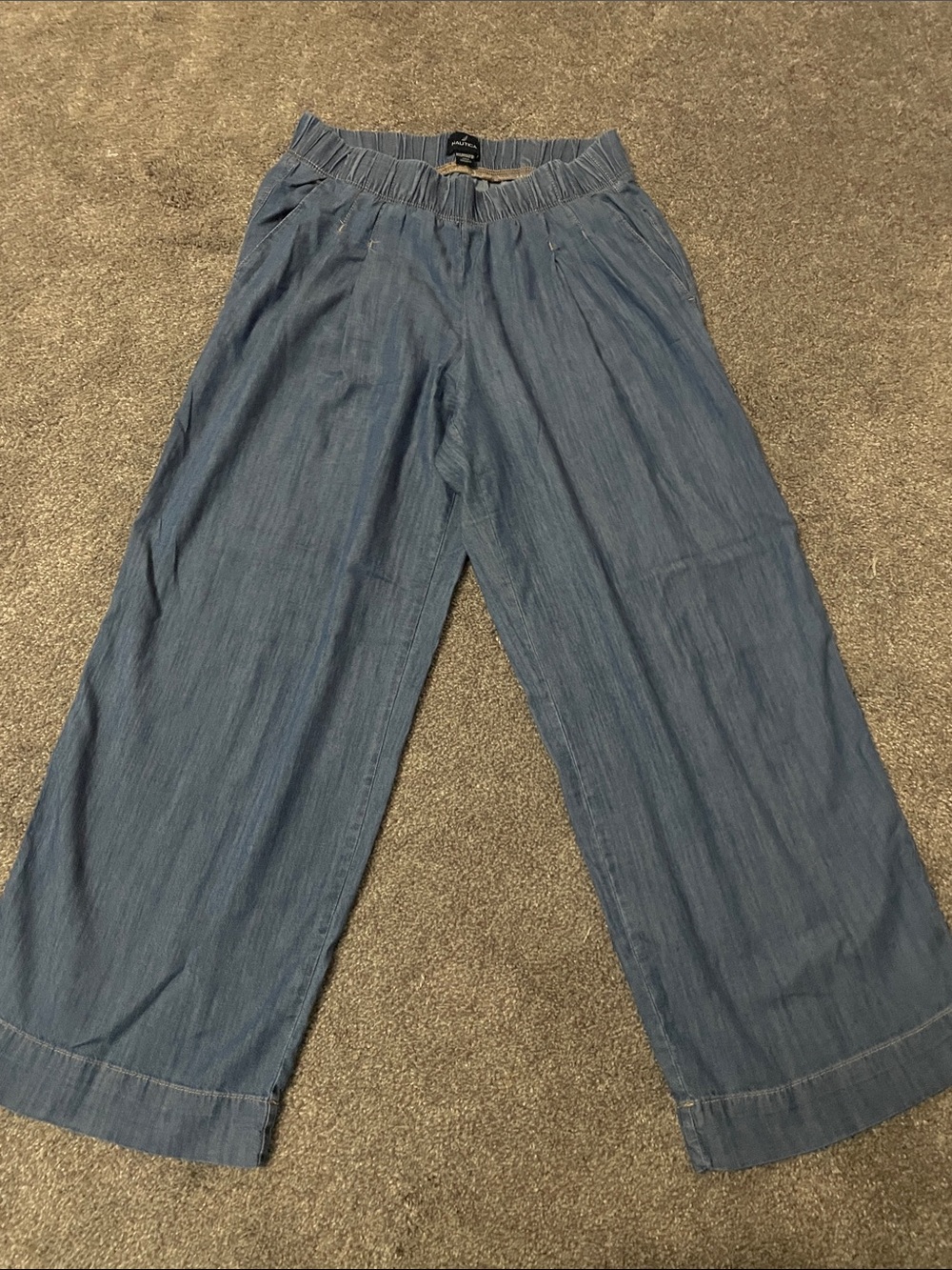 Nautica Light Blue Wide-Leg Cropped Jeans